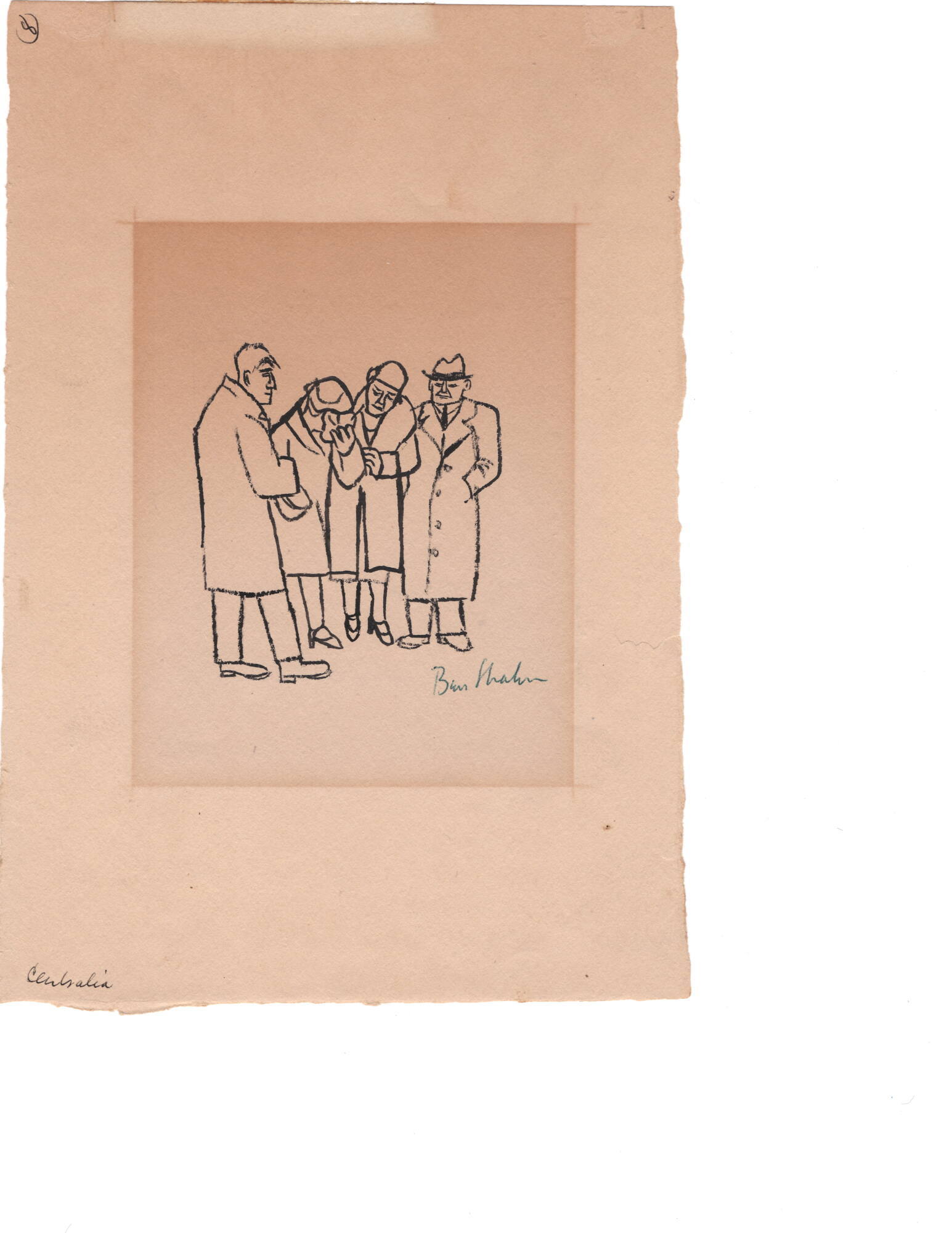 Mourners, preparatory drawing for 'Death of a Miner'